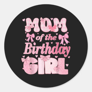 Adesivo Redondo Mãe Do Arco De Coquetes Rosa Da Família Birthday G