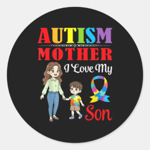 Adesivo Redondo Mãe do Autismo Eu Amo Meu Filho Conscientização Ap