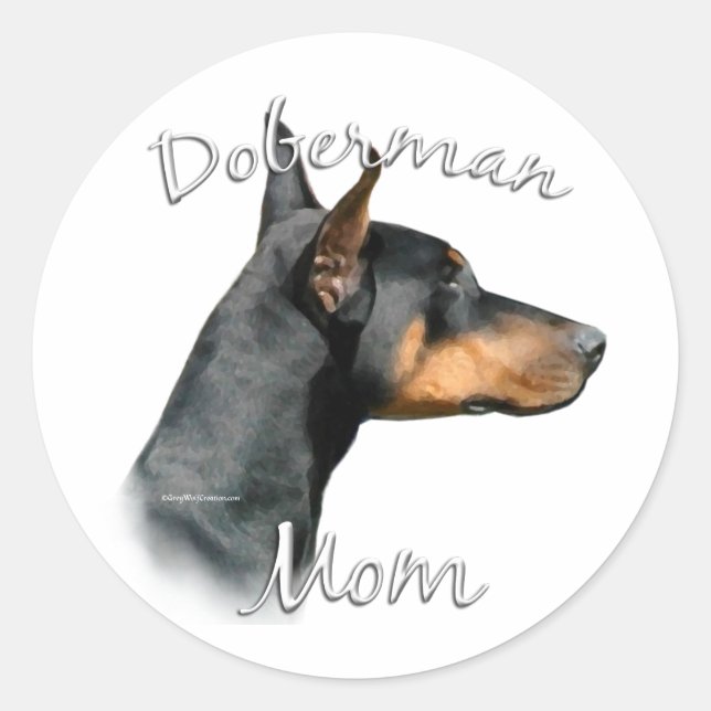 Adesivo Redondo Mãe do Doberman Negro - Sticker (Frente)