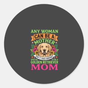 Adesivo Redondo Mãe do Golden Retriever Floral Amante de Cães