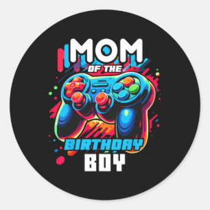 Adesivo Redondo Mãe Do Menino De Aniversário Jogo De Vídeo Combina