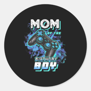 Adesivo Redondo Mãe Do Menino De Aniversário Jogo De Vídeo Corresp