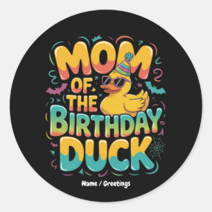 Adesivo Redondo Mãe Do Pato De Aniversário Pato De Borracha Menina