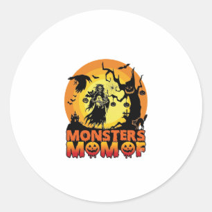 Adesivo Redondo Mãe dos Monstros Dia das Bruxas Monstro Fantasma E