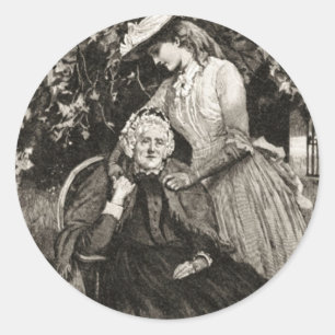 Adesivo Redondo Mãe e Filha Idosos da Vintage