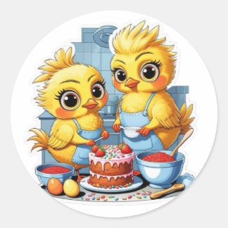 Adesivo Redondo Mãe e filha na cozinha