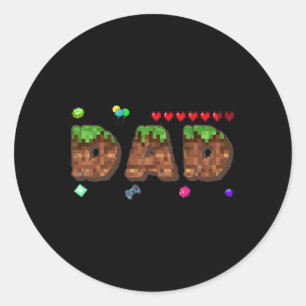 Adesivo Redondo Mãe e Pai do Menino de Aniversário Jogo de Pixel C