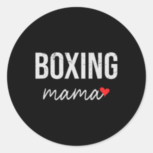 Adesivo Redondo Mãe Engraçada De Boxing - Bonita Mama De Boxing Do