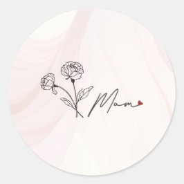 Adesivo Redondo Mãe Floral Elegante Minimalista