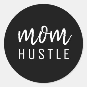 Adesivo Redondo Mãe Hustle   Dia de as mães Preto de Script Modern