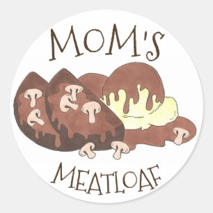 Adesivo Redondo Mãe Meatloaf Diner Comida Gravata Lavada Batatas