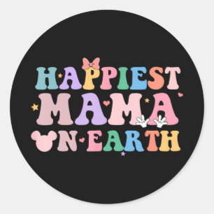 Adesivo Redondo Mãe na Terra Retro Groovy Mãe Dia de as mães Feliz