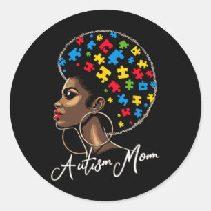 Adesivo Redondo Mãe negra afro-americana de conscientização sobre