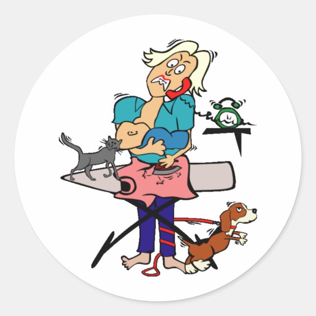 Adesivo Redondo Mãe ocupada (Frente)