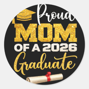 Adesivo Redondo Mãe Orgulhosa De Um Graduado Em 2026 – Mãe De Grad