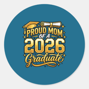 Adesivo Redondo Mãe orgulhosa de uma família de graduados em 2026