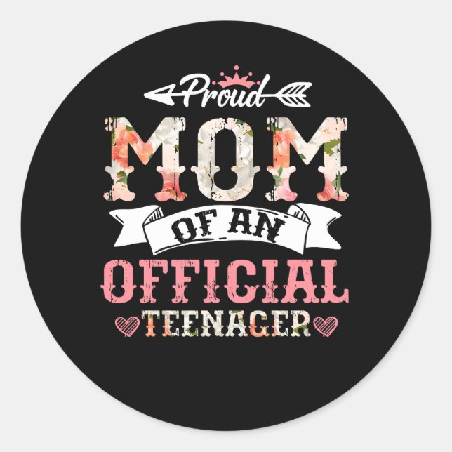 Adesivo Redondo Mãe Orgulhosa Do 13 Oficial De Adolescente Anivers (Frente)