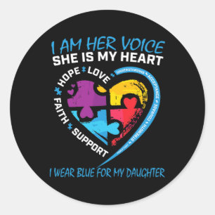 Adesivo Redondo Mãe Pai Eu Visto Azul Para Meu Autismo Filha