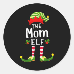 Adesivo Redondo Mãe Papai Noel Combinando Pijama Festa de Natal