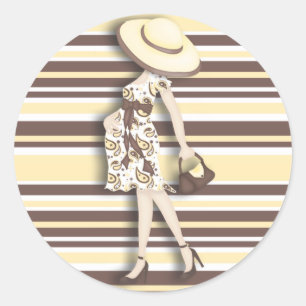 Adesivo Redondo Mãe para ser Amarelo e castanho riscado