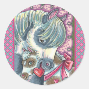 ADESIVO REDONDO MÃE PONY E SEU NAMORADOS FILMADO, CAVALO