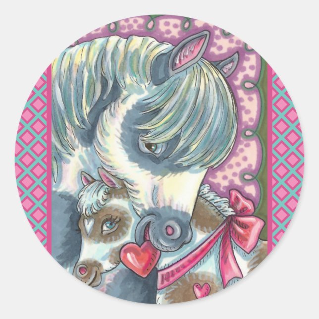 ADESIVO REDONDO MÃE PONY E SEU NAMORADOS FILMADO, CAVALO (Frente)