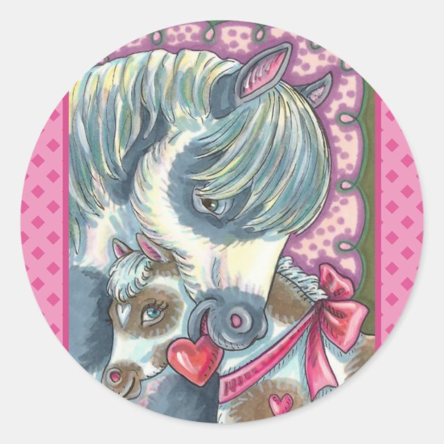 ADESIVO REDONDO MÃE PONY E SEU NAMORADOS FILMADO, CAVALO (Frente)