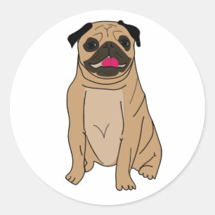 Adesivo Redondo Mãe Pug Engraçado Cachorro Filhote Amor Olá