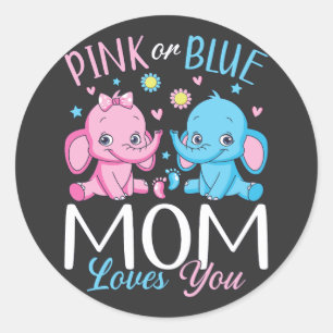 Adesivo Redondo Mãe Rosa Ou Azul Te Ama Bebê Elefante