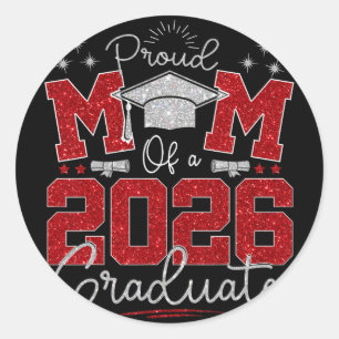 Adesivo Redondo Mãe Sênior Formatura 2026 Orgulhosa Mãe De Um Grad