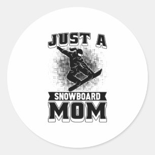 Adesivo Redondo Mãe Snowboarder - Esportes De Inverno Apenas Um Sn