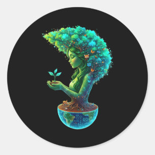 Adesivo Redondo Mãe verde natureza dia da terra 2026 terra mãe