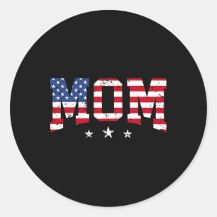 Adesivo Redondo Mãe Vintage Dia das Mães Mãe Americana Bandeira EU