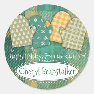 Adesivo Redondo Mães de forno de xadrez Natal da cozinha de