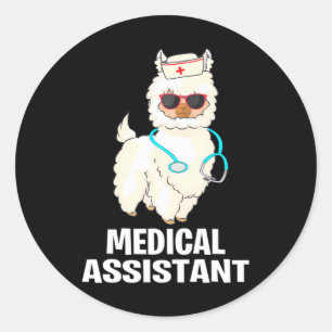 Adesivo Redondo Mães Engraçadas Certified Medical Assistant Llama