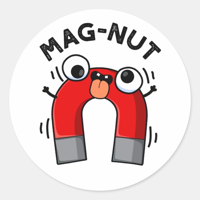 Adesivo Redondo Mag-nut Funny Magnet Pun (Frente)
