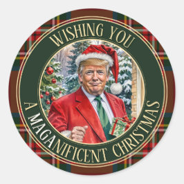 Adesivo Redondo MAGAnefasto Natal Papai Noel Trump MAGA