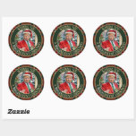 Adesivo Redondo MAGAnefasto Natal Papai Noel Trump MAGA<br><div class="desc">Um Papai noel feliz com a vinheta de Natal,  cartas,  presentes e trata este Natal MAGA.</div>