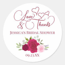 Adesivo Redondo Magenta e roscas cor-de-rosa Chá de panela de amor