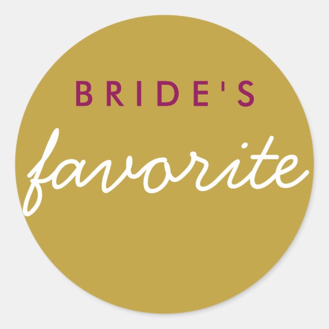 Adesivo Redondo Magenta Favorita da Noiva Dourada (Frente)