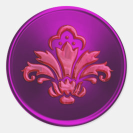 Adesivo Redondo Magenta Fleur de Lis Envelope Seal Embossed
