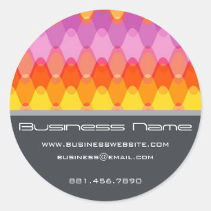 Adesivo Redondo Magenta Funky Groovy Zig Zag Onda Padrão Chevron