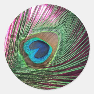 Adesivo Redondo Magenta Peacock