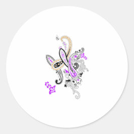 Adesivo Redondo Magenta púrpura, laranja avermelhada, azul-lacado