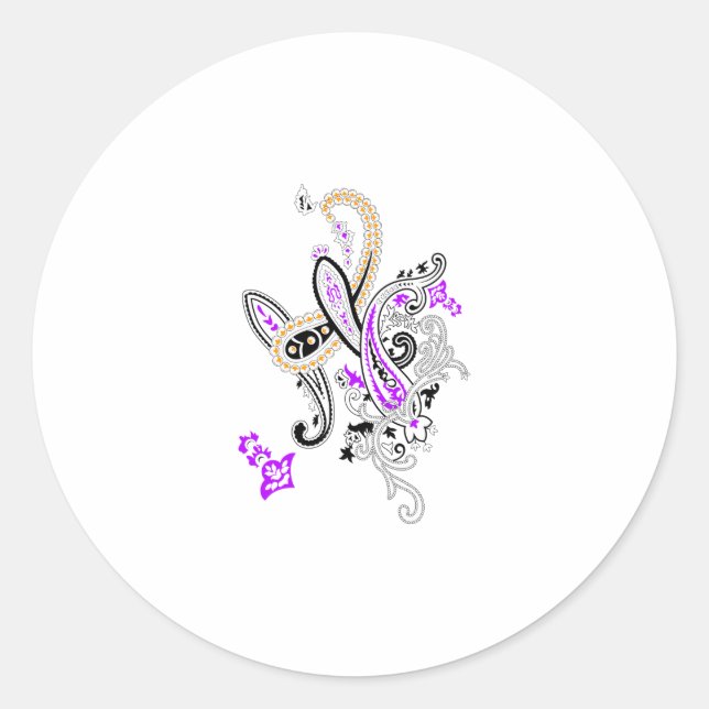 Adesivo Redondo Magenta púrpura, laranja avermelhada, azul-lacado (Frente)