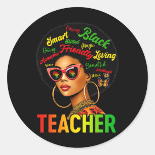 Adesivo Redondo Magia de Professora Negra Educação História Negra