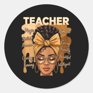 Adesivo Redondo Magia de Professora Negra Mês da História Negra Af