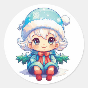Adesivo Redondo Magia do Elf Xmas da Menina