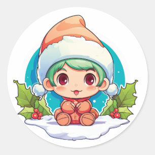 Adesivo Redondo Magia do Little Boy Elf Xmas
