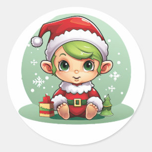 Adesivo Redondo Magia do Little Boy Elf Xmas